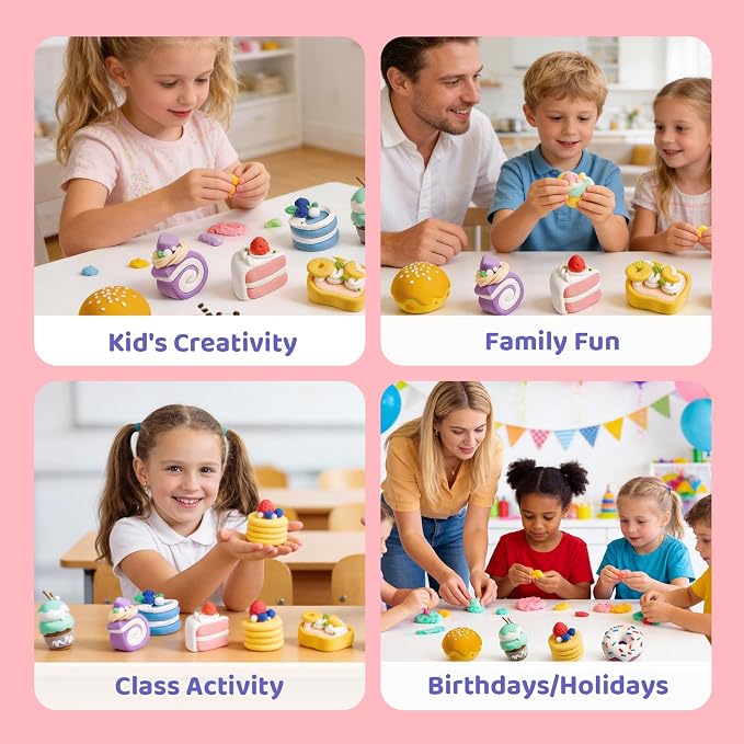 Both idea Air Dry Clay Kit, Cake Theme | 12 Packs, Non-Toxic Kids Gift | School - Image 8