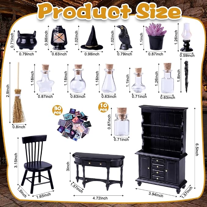 Celltestria 56 Pcs Halloween Miniatures Decorations 1:12 Scale Magic House - Image 2