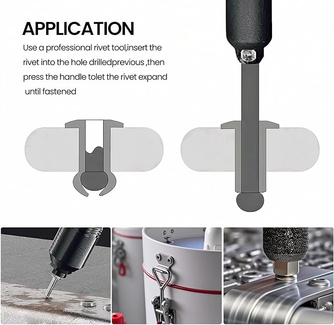 70pcs 1/4" x5/8" Aluminum Blind Rivets, 6.3 x 16mm Pop Rivets,Rivets for Metal,Silver