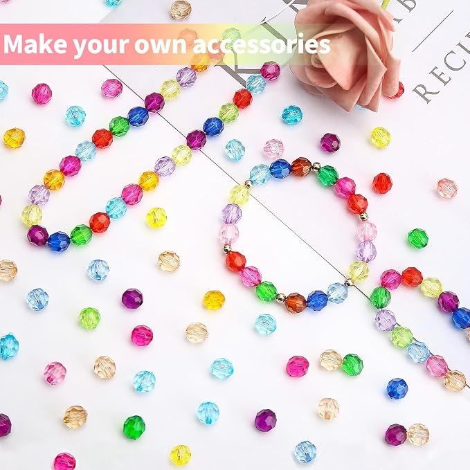 BONNY BOXX 1000pcs 6mm Acrylic Faceted Round Crystal Beads Mixed Colors Loose - Image 4