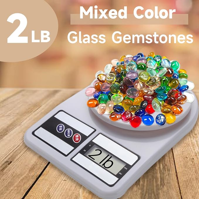 2LB Mini Glass Gems, Mixed Colour Mancala Stones Flat Bottom Marble Beads - Image 8