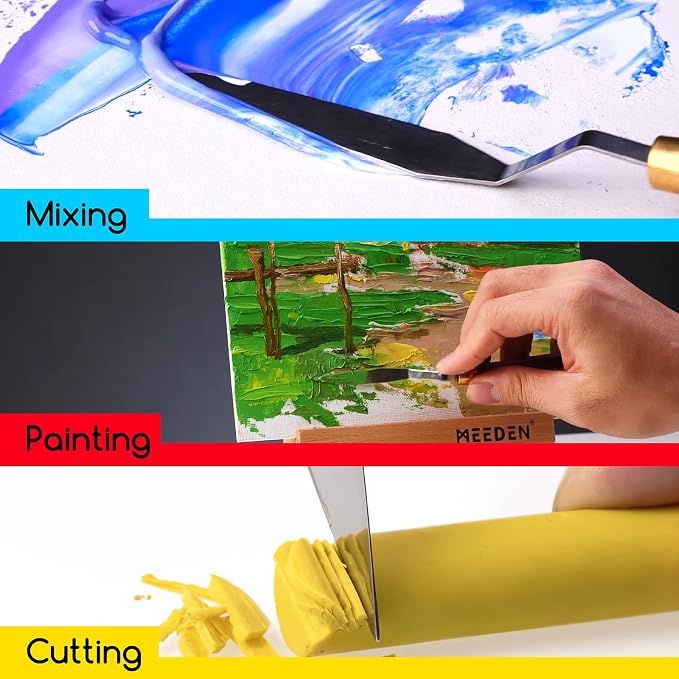 MEEDEN 5 Pieces Painting Knife Set Versatile Stainless Steel Spatula Palette - Image 4