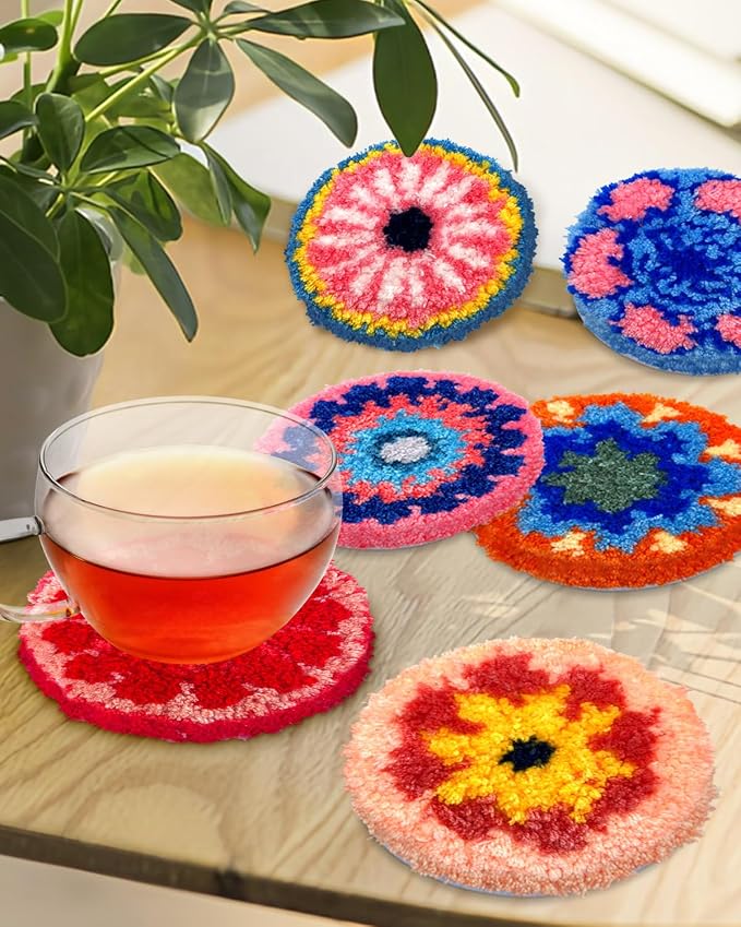 ERKOON Punch Needle Coasters Kit Adults Beginners, Needling Punching Project - Image 2