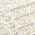 40pcs Flower Shape Beads White Pearl Flower Beads Color Lily Beads by CYEENUT