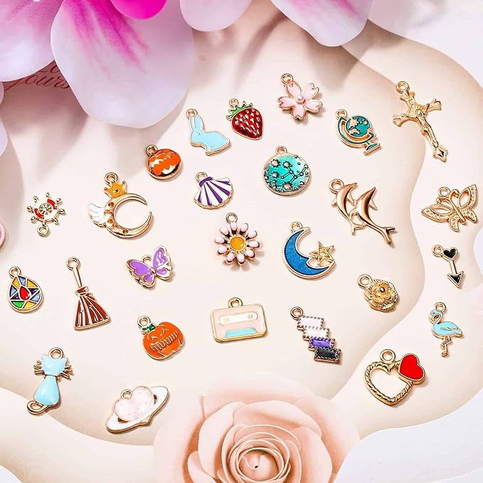 400Pcs Charms for Jewelry Making, Mixed Bulk Metal Necklace Earring Charm for - Image 3