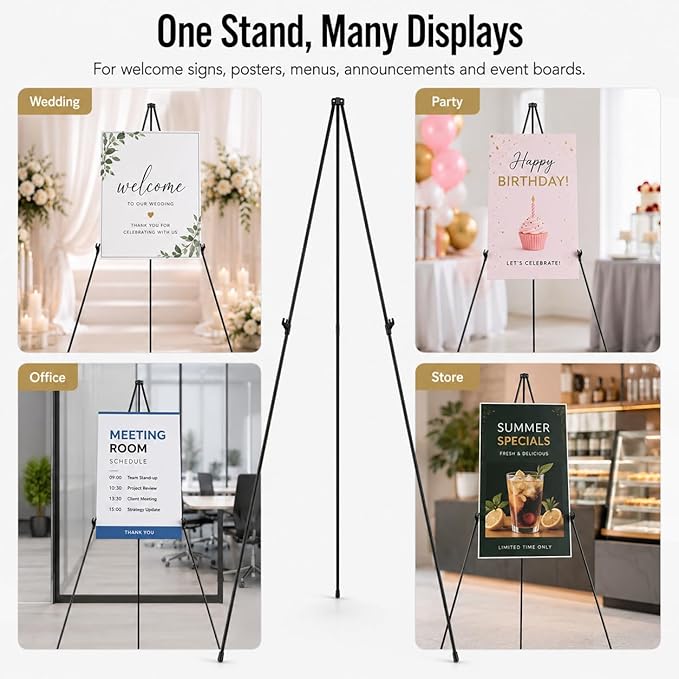 RRFTOK 63 Inch Easel Stand for Sign, Poster Stand and Wedding Sign | - Image 4