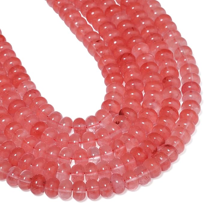 Songxi 5x8mm Natural Watermelon Red Stone Rondelle Beads, Gemstone - Image 7