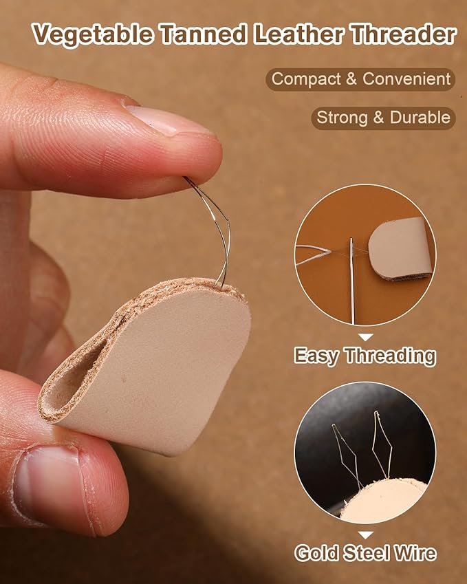 FOUSNOW Leather Sewing Kit, Leather Stitching Kit, Heavy Duty Sewing Kit with Round Waxed Thread, Needles for Hand Stitching, Upholstery Repair Kit for Canvas Carpets Shoe Clothes