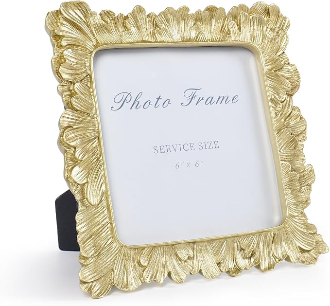 Cuspin 6x6 Gold Picture Frame, Vintage Palm Leaf Square Photo Frame by Cuspin