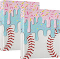Baseball Red White Stripe Pattern Round Ring Binders 1.5 Inch Softball Sports 3 by Wamika