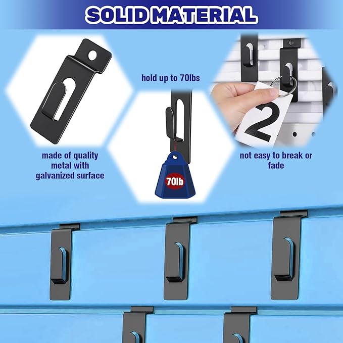 30Pcs Slatwall Utility Notch Hooks, Slat Wall Picture Display Hooks Hanger Panel Shelf Pegboard Slatwall Accessories for Photo Frame Painting Arts Hanging Home Office (Black)
