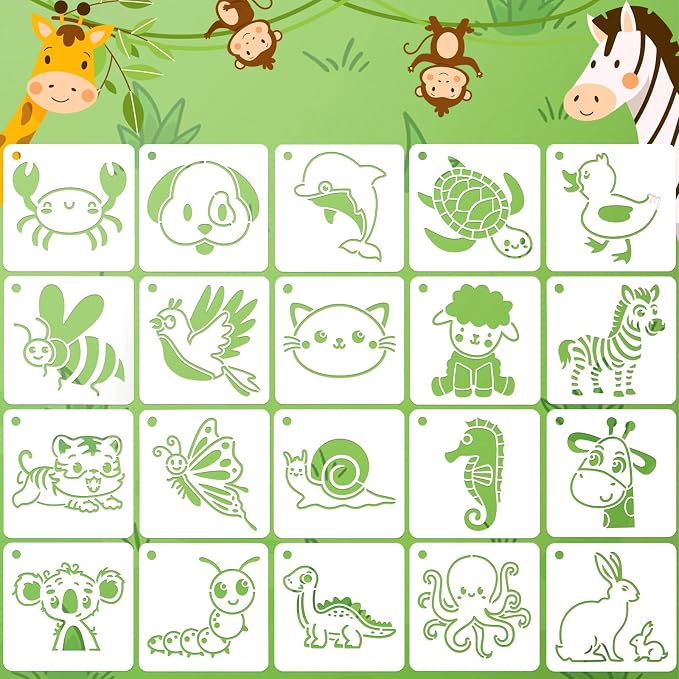 JULMELON Animal Stencils 20Pcs Animal Stencils by JULMELON