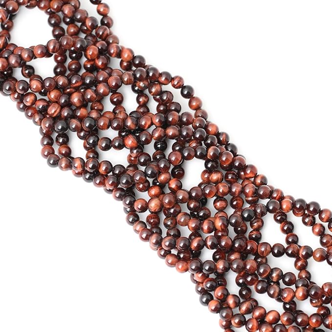 60PCS 6mm Natural Red Tiger Eye Gemstone Round Loose Beads - Image 4