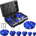 TOOVEM 7 Pcs PVC Pipe Reamer Set with 3/4inch, 1-1/4inch, 1-1/2inch, 2inch,3inch,4inch Head Aluminum PVC Fitting Saver, PVC Socket Saver for Standard 1/2" Drill (Blue)