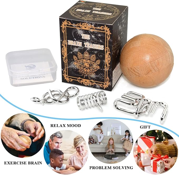 KINGOU Wooden Puzzle Magic Ball Brain Teasers Toy Intelligence Game Sphere - Image 2