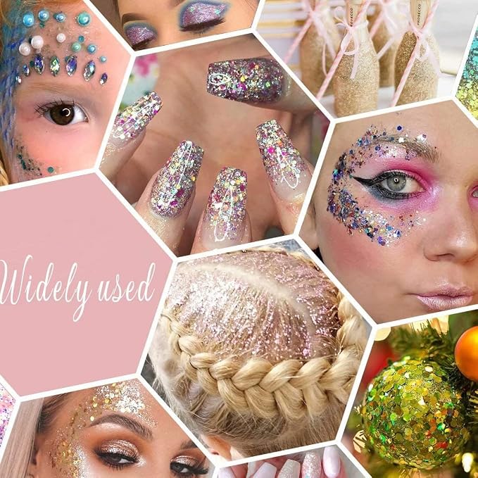 LICOOL GLITTER Pack of 24 Colors Chunky and Fine Glitter Mixed, Licool Glitter - Image 5