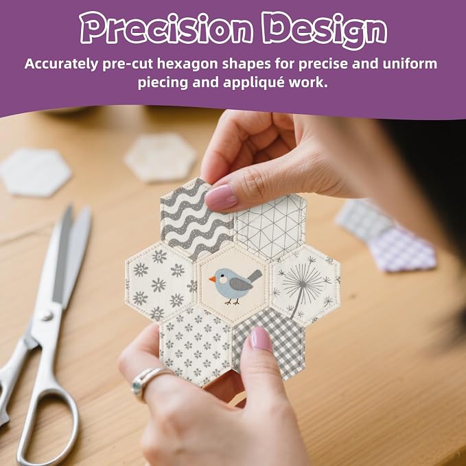 1000 PCS Hexagon Piecing Paper Templates, Quilting Templates Accessories - Image 5