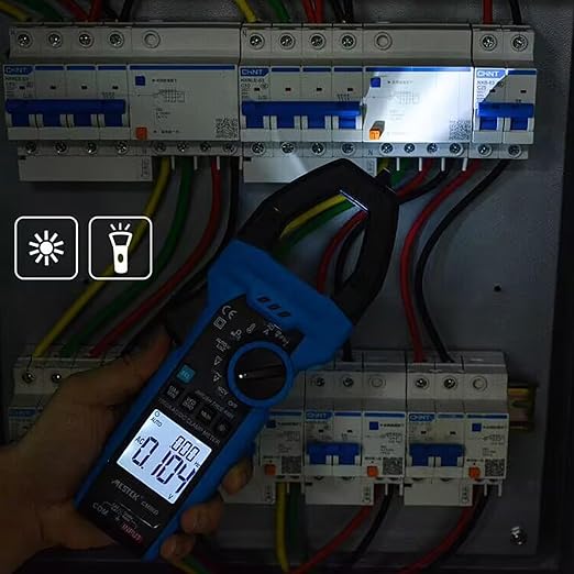 MESTEK Digital Inrush Clamp Meter Multimeter 1000A T-RMS 6000 Counts Voltage Tester Volt Amp Meter with VFD, LOZ Mode, Measuring AC DC Current Voltage Temperature Capacitance Resistance Continuity