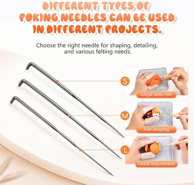 Needle Felting Kit with 8-Needle Tool & 3 Single-Needle Handles | 30 Barbed - Image 6