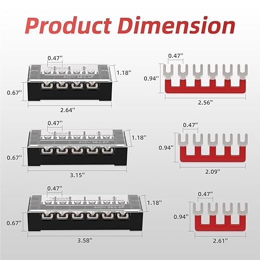 APIELE 25A Screw Terminal Block 4/5/6 Position Dual Row Covered 600V Pre-Insulated Terminal Barrier Strips (6PCS 25A 4P/5P/6P+6PCS Wiring Strips)