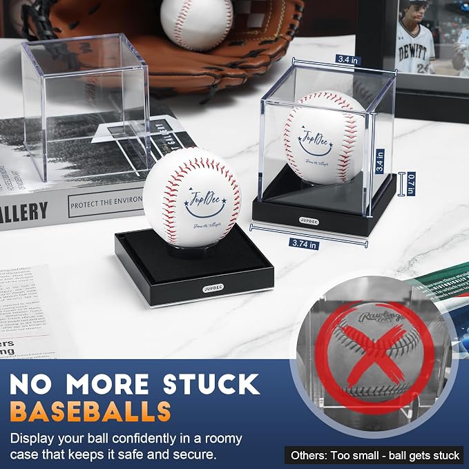 JupDec Baseball Display Case for Single Autograph Ball, UV Protected Stand Box - Image 5