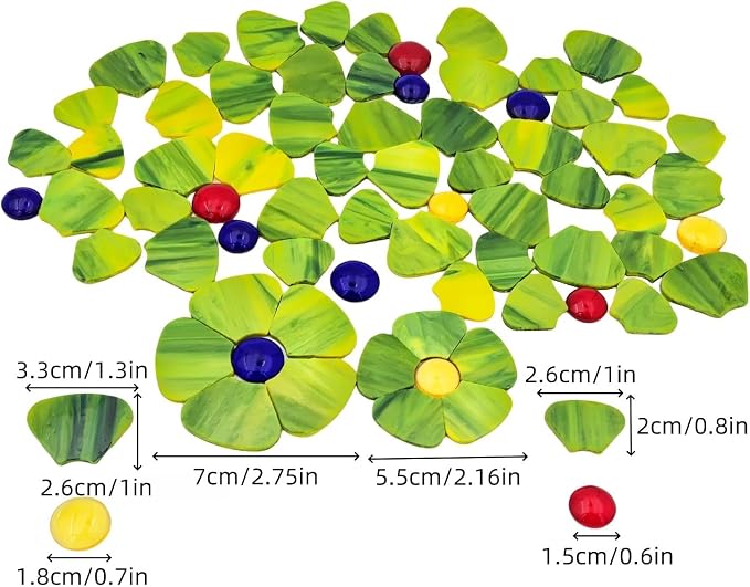 Esweny 12 Flower Stained Glass Mosaic Tiles - Image 4