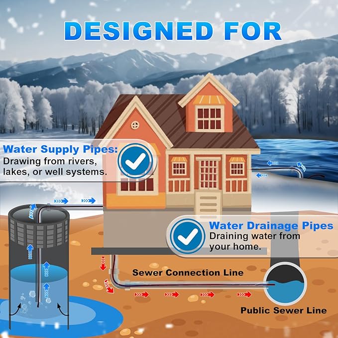 HEATIT Drinking Water Heating Cable Self Regulating In Pipe Heat Tape For RV, Lakes, Reservoirs, Springs Safe Certified Heat Trace Cable 120V, 70FT
