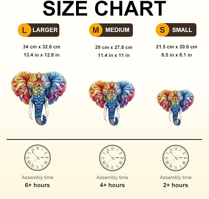 Floral Elephant Puzzles Adults Gifts Wooden 170 Pieces 11.4 * 11in - Image 4