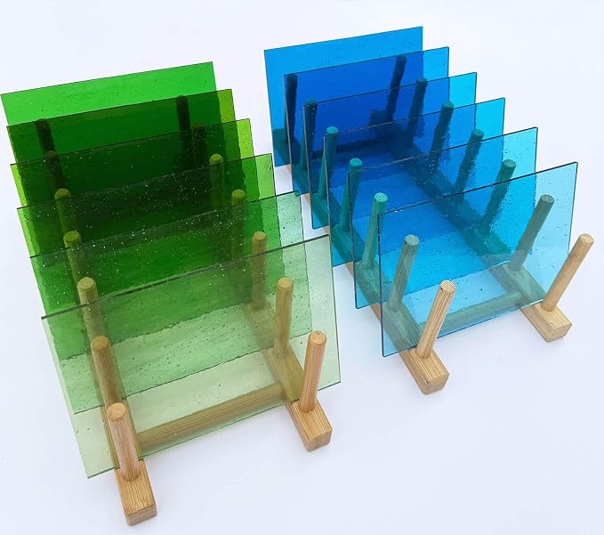 LITMIND 12 Sheets Smooth Transparent Stained Glass Sheets Blue & Green Gradient - Image 5