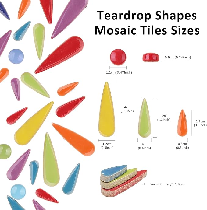 Artspac Multicolor Teardrop Ceramic Mosaic Tiles - Image 6