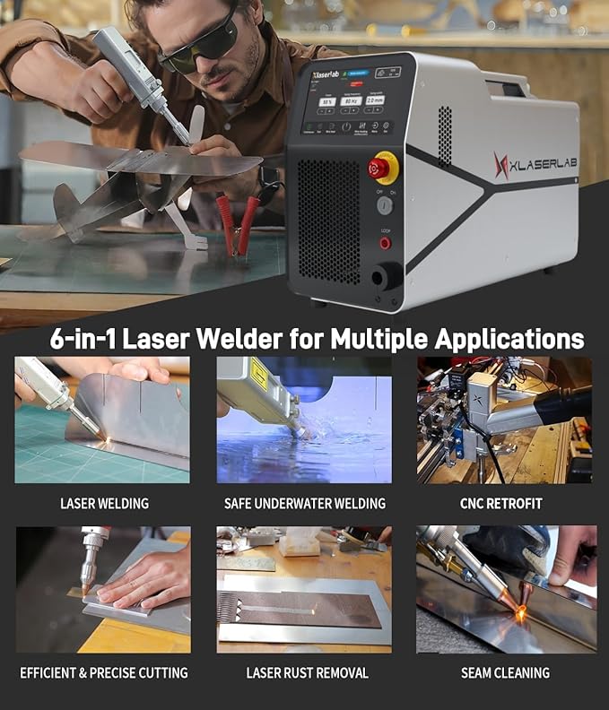 X1pro 700W Laser Welding Machine – 6-in-1 Fiber Laser Welder for Welding, Cutting, Cleaning, Rust Removal, Underwater Welding & CNC Retrofit – Equipped with Auto Wire Feeder and Helmet