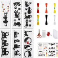 FREEBLOSS 6 Set Cross Stitch Bookmark Kit Stamped Cross Stitch Kit Black Cat by FreeandCreativeCraftsArt