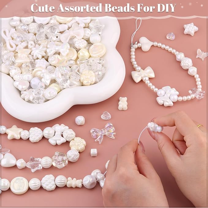 200-260PCS TINKRSTUFF Assorted White Acrylic Beads - Image 4