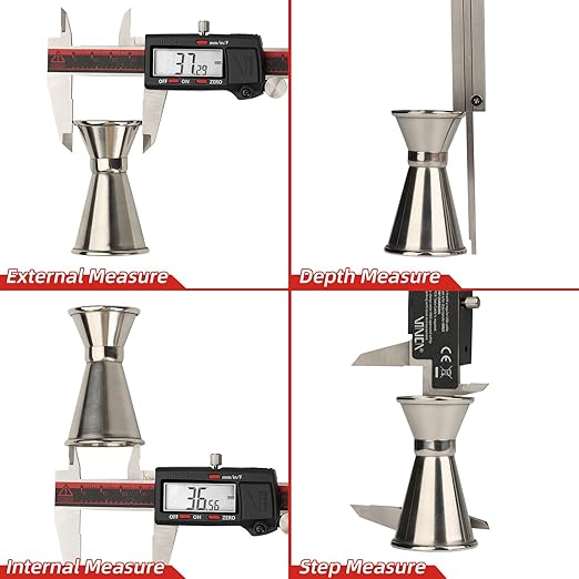 VINCA IP54 Grade Digital Caliper, DCLA-0605 6 Inch/150mm, Inch/Millimeter/Fraction Conversion, Stainless Steel, Large LCD Screen