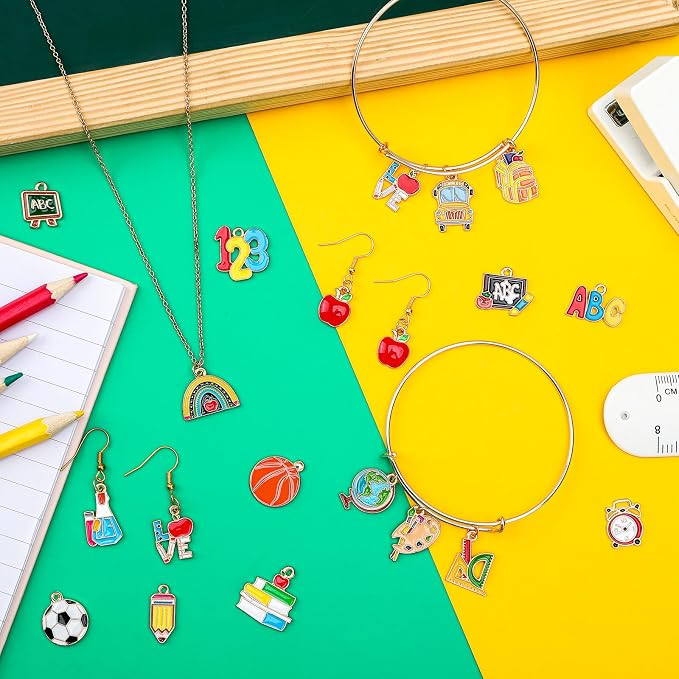 MARFOREVER Back to School Charms, First Day of School Enamel Pencil Book - Image 5