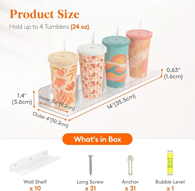 Lifewit Floating Shelves for Wall, Acrylic Display Shelf Wall Mounted for Figure - Image 2