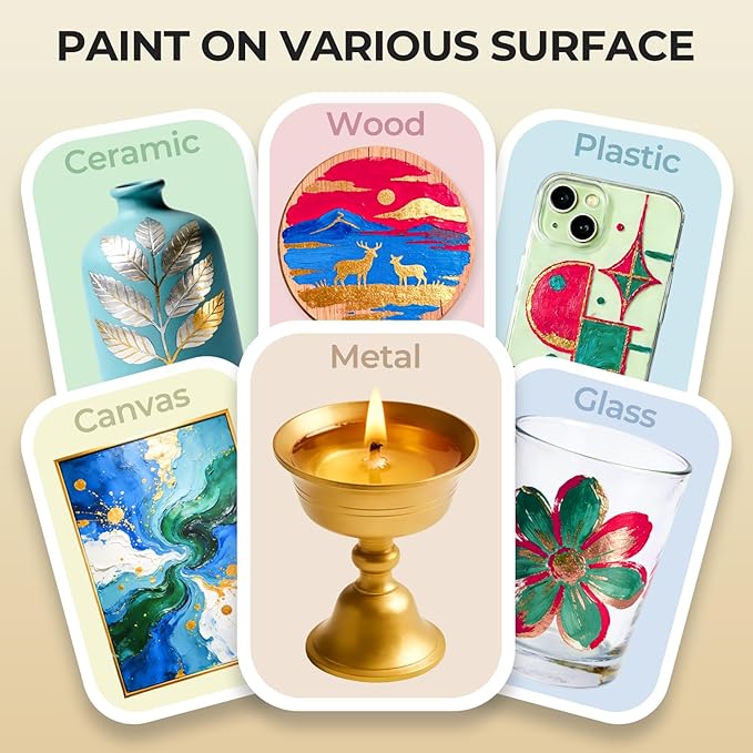 Nicpro Metallic Gold Acrylic Paint, 8.45oz/250ml Large Gold Leaf Paint | Non - Image 3
