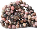 35PCS 10mm Natural Black Line Rhodochrosite Gemstone Smooth Round Loose Beads by CHEAVIAN
