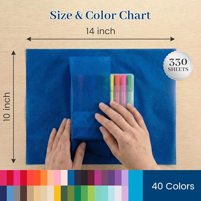 Shindel 330 Sheets Tissue Paper, 14x10 Inch Multicolor Wrapping Paper Bulk - Image 4
