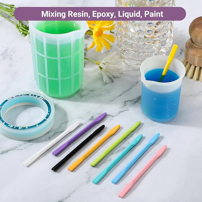 Gartful 9PCS Colored Silicone Stir Sticks, Reusable Epoxy Resin Stir Sticks - Image 4