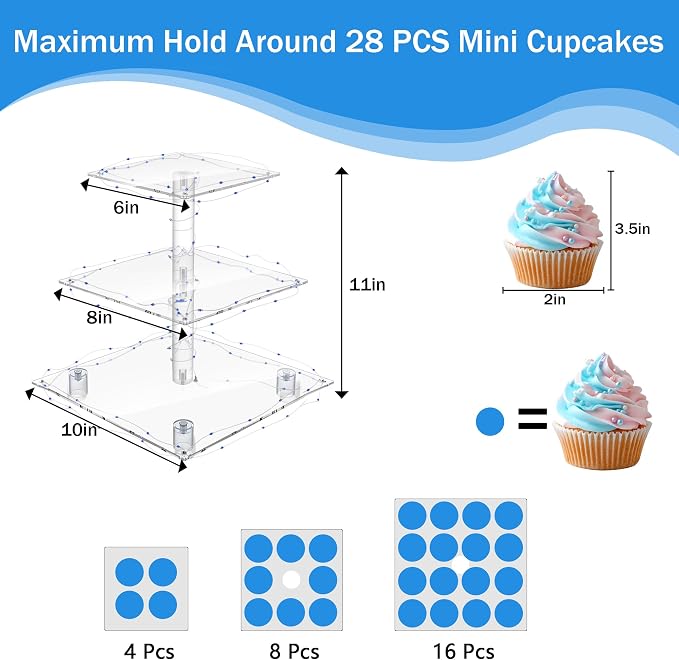 YestBuy 3 Tier Square Cupcake Stand - Image 4