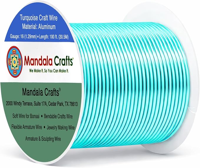 Mandala Crafts 16 Gauge Turquoise Anodized Aluminum Craft Wire, 100 FT | Colored by MandalaCrafts