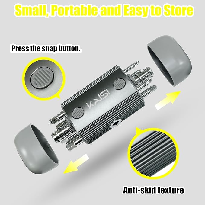 Kaisi Screwdriver Set 12-in-1 Portable Multi Bit Screwdriver All in One Screw Driver with Phillips,Flat Head,Torx Security,Hex and 1/4 Nut Driver for Outdoor and Daily Repair Tools