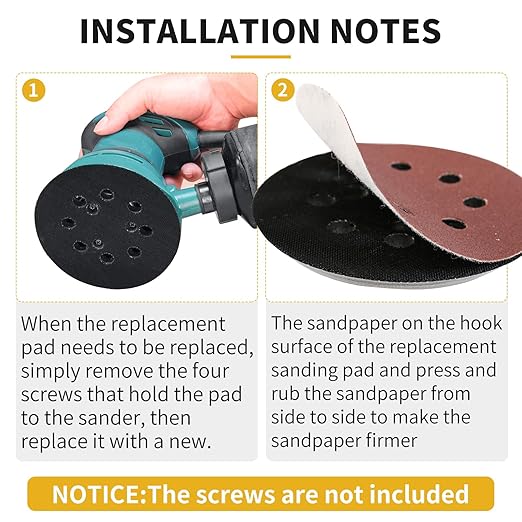 5" 8 Hole Hook & Loop Metal Orbital Sander Replacement Pads Compatible with Makita Sander BO5010 BO5030K BO5031K BO5041K, 2 Pack