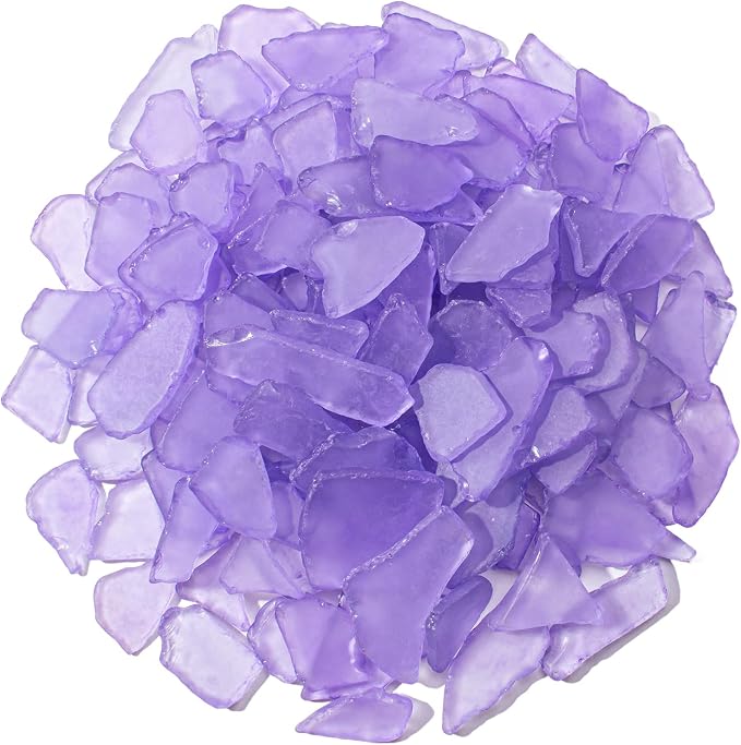 Keedolla Lavender Sea Glass for Crafts - 15 OZ Flat Frosted Seaglass Pieces for by Keedolla