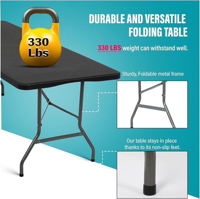 FDW Folding Table Half Portable Foldable Table - Image 5