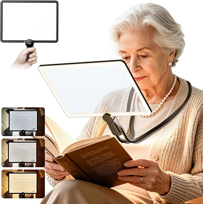 Magnifying Glass with Light for Reading, Rechargeable 5X Full Page 9.25" x 6.5" by AIXPI