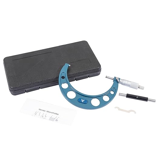 PEC Tools 4-5” Outside Micrometer, Industrial-Grade Precision Measuring Tool, Hardened Steel, High-Accuracy Micrometer with Ratchet Stop & Carbide-Tipped Measuring Faces for Machining & Engineering