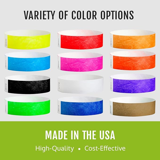1,200 WristCo Neon Yellow Tyvek Wristbands for Events - Tamper-Proof Design & Fluorescent Color Prevent Reuse Premium-Grade Bracelets for Hospital & Medical ID, Party & VIP Identification
