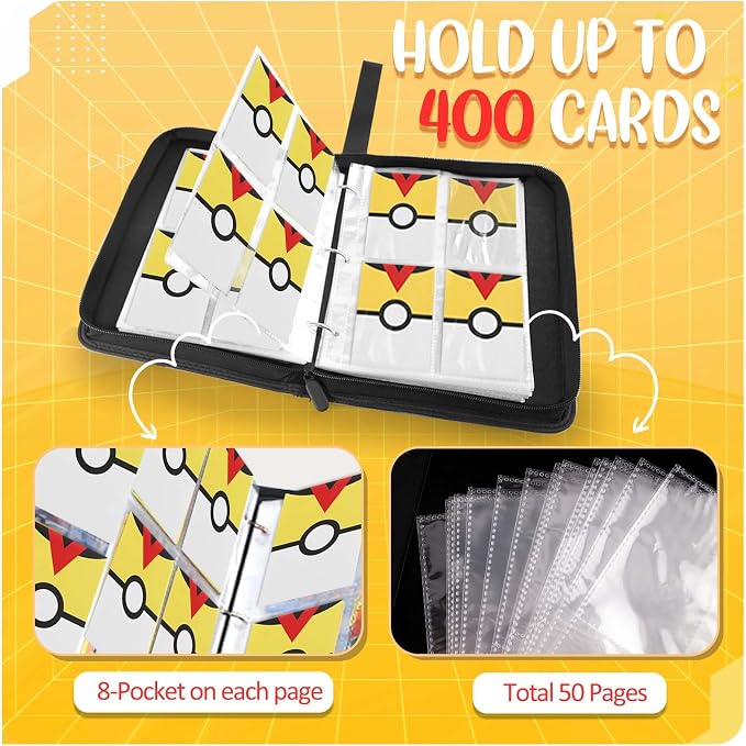 Card Binder 4 Pocket, Trading Card Holder Fits 400 Cards - Image 4